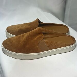Vince Women’s Cognac Camel Suede Otiena Mules Slides Slip-Ons Clogs Size 6.5